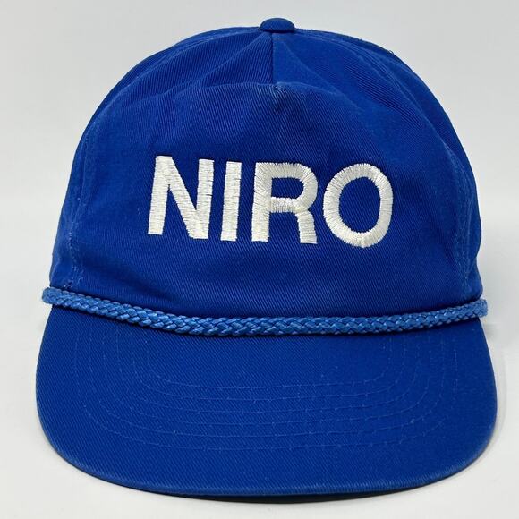 Vintage Niro Hat Cap Blue 90s 5 Panel A-Frame Snapback Rope Corded - Picture 10 of 10